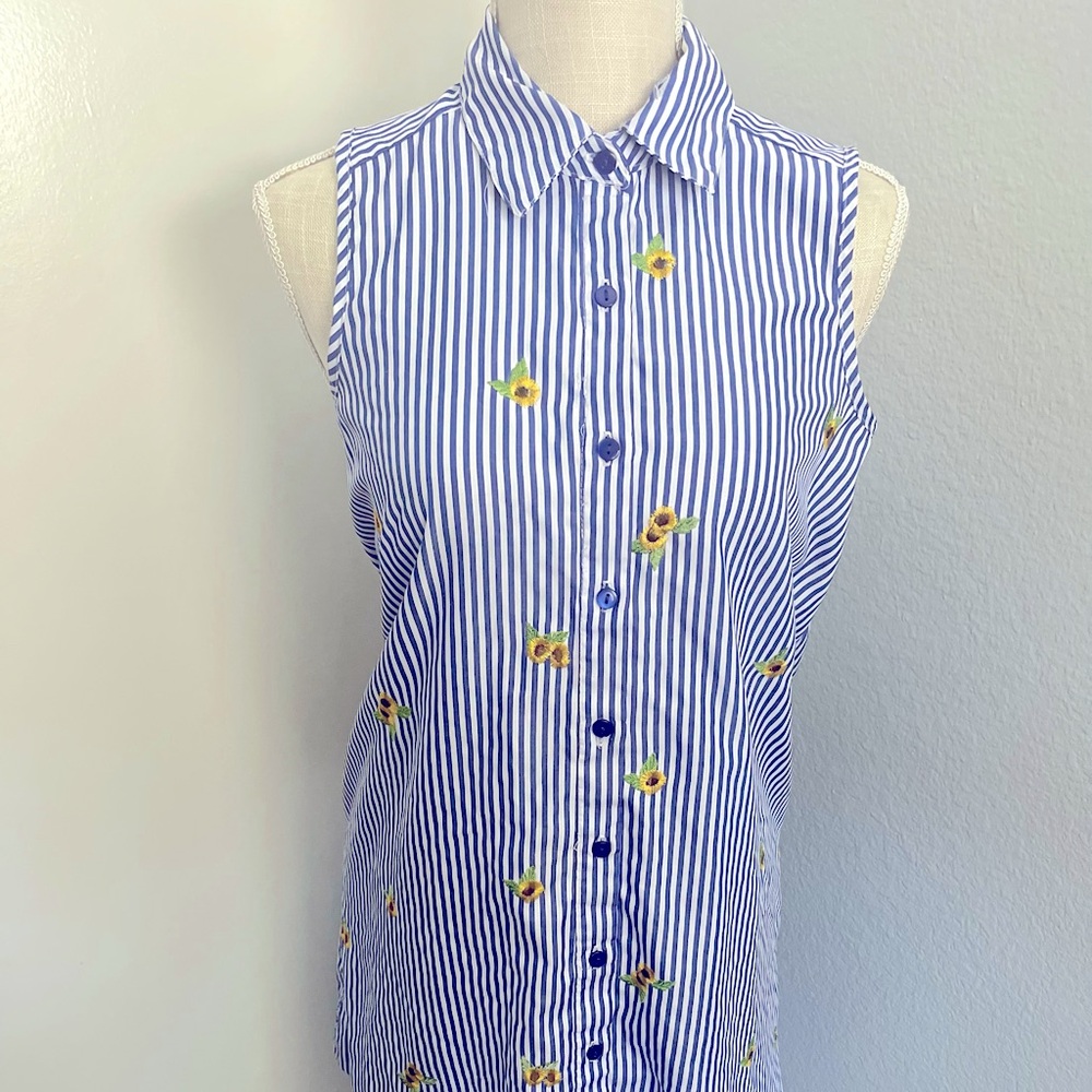 Embroidered sleveless Sunflower dress